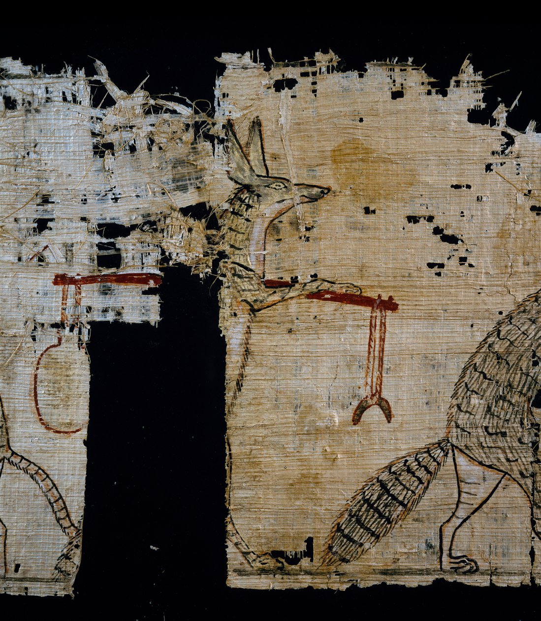 Papyrus, der skildrer satirisk scene, ca. 1100 f.Kr., dateret fra Ramses IX
