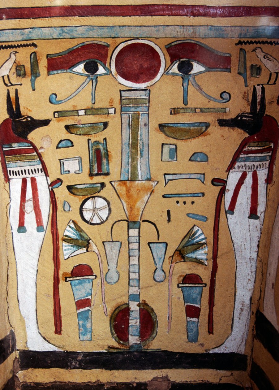 Anubis mumie, dekorativ detalje af sarkofagen af ​​Ankh-ef-en-Khonsu af Egyptian 21st Dynasty