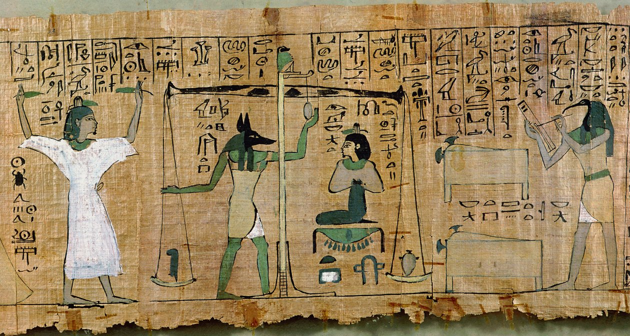 Begravelsespapyrus af Djedkhonsouefankh, der skildrer den afdødes dom, tredje mellemperiode (papyrus) af Egyptian 21st Dynasty
