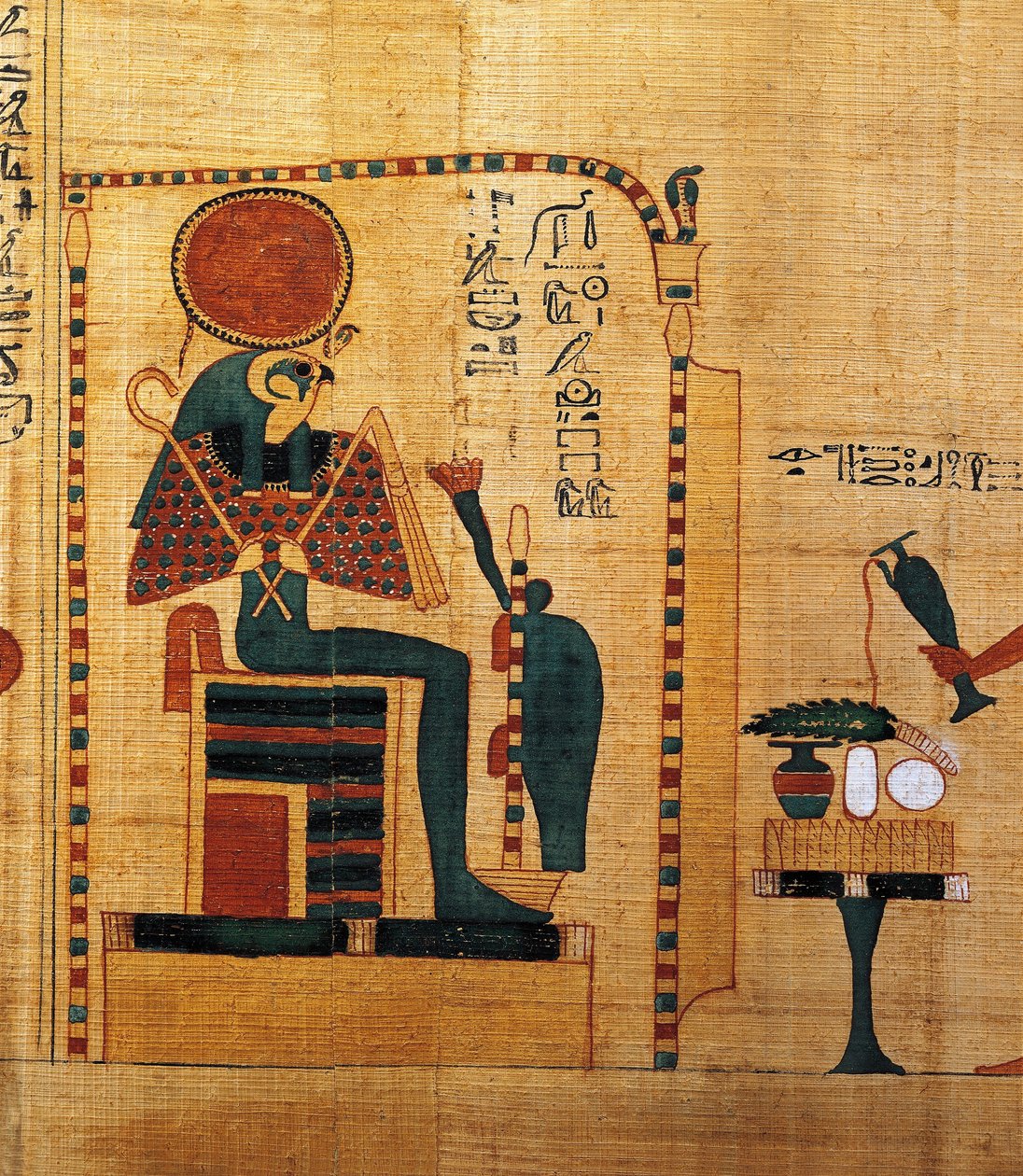 Mytologisk papyrus af Imenemsauf, hovedbærer af Amon. Detalje: gud Ra-Harakhti af Egyptian 22nd Dynasty
