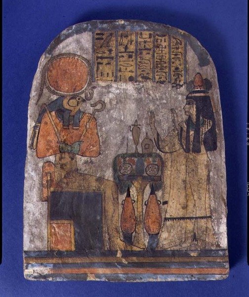Votivmonument af Tentesamun, Kantressen af Amun, fra Theben, tredje mellemperiode (malet træ) af Egyptian 22nd Dynasty