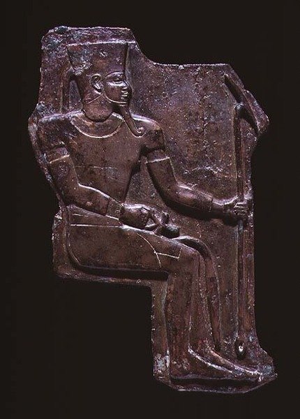 Reliefplade af guden Amun, fra Isis-templet i Saqqara, sen periode, ca. 760-656 f.Kr. (kobberlegering) af Egyptian 25th Dynasty