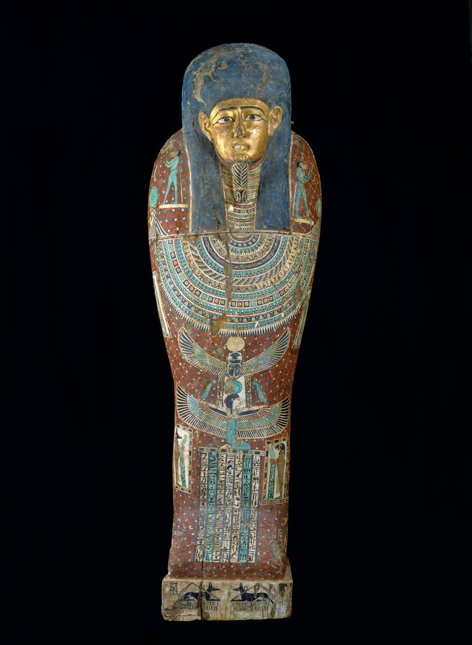 Kiste af Pedi-Osiris, ptolemæisk periode (305-30 f.Kr.) (polykrom og forgyldt træ) af Egyptian 26th Dynasty