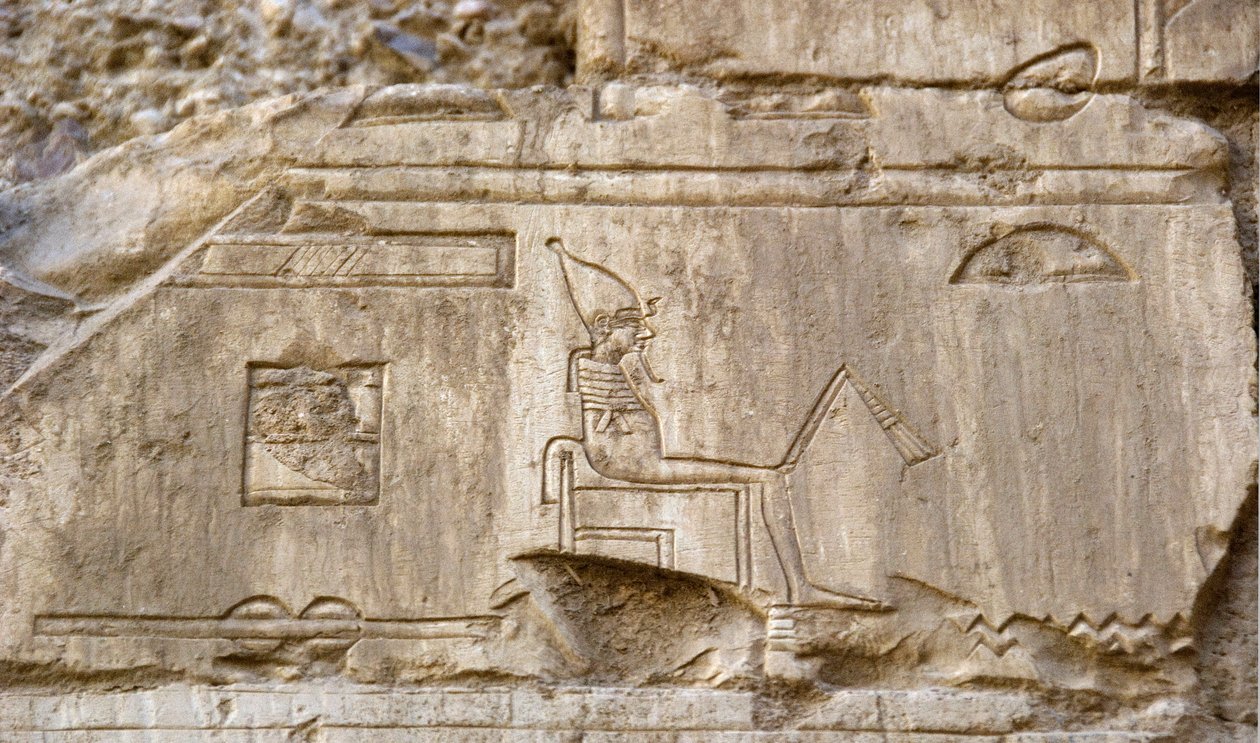 Egyptisk antikvitet: relief, der repræsenterer guddommen Osiris. Ankh-Hors grav (Ankh Hor) (TT414) (26. dynasti, 672-525 f.Kr.), Luxor (Theben), Egypten af Egyptian 26th Dynasty