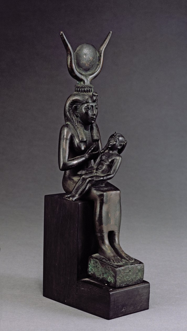 Gudinden Isis dier spædbarnet Horus, sen periode (bronze) af Egyptian 26th Dynasty