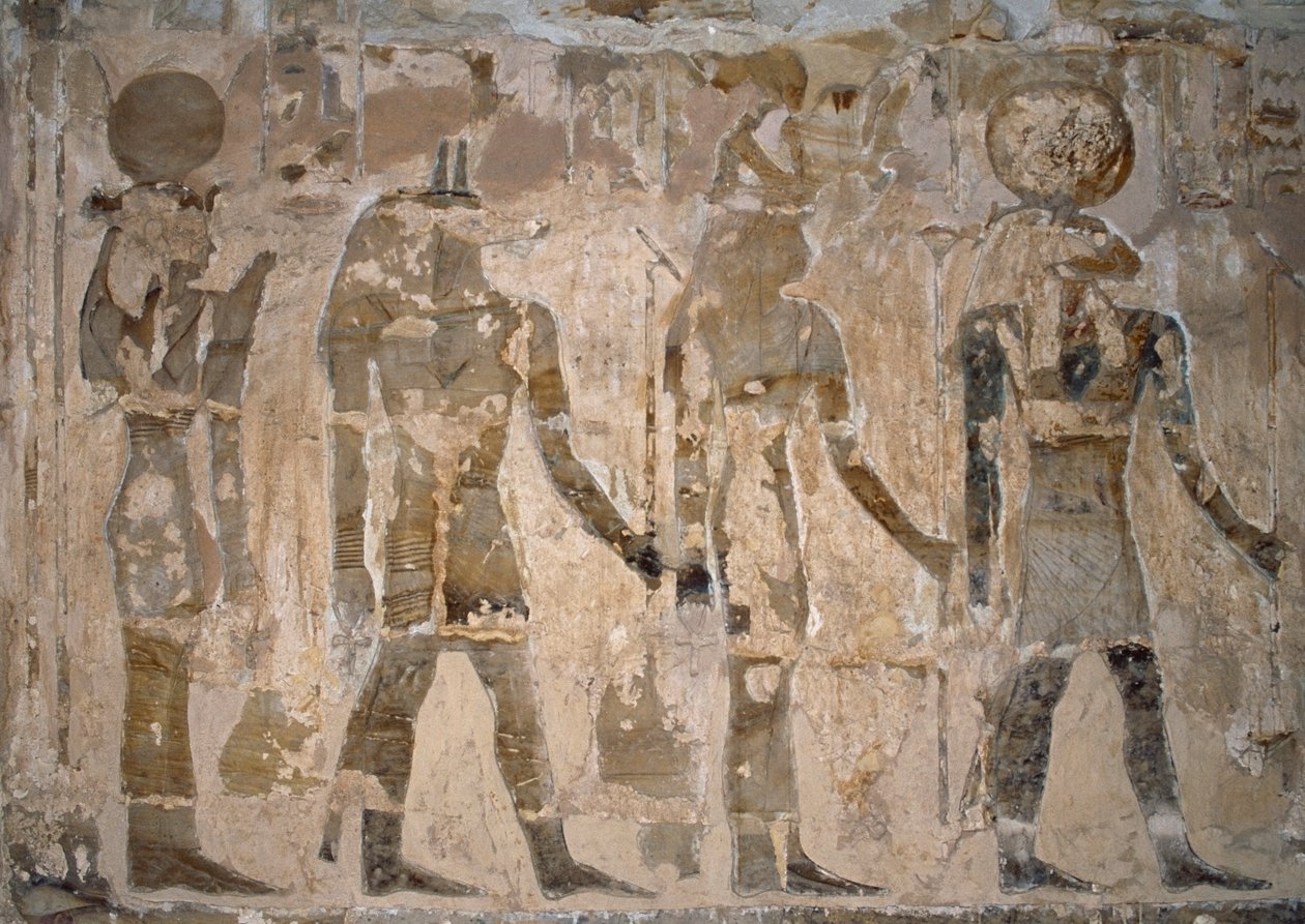 Vægmalerier, Temple of Ain El Meftla, Bahariya Oasis, Giza, Egypten, 26. dynasti (663-525 f.Kr.) af Egyptian 26th Dynasty