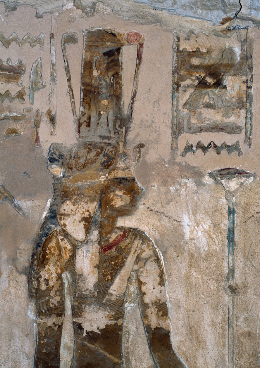 Vægmalerier, Temple of Ain El Meftla, Bahariya Oasis, Giza, Egypten, 26. dynasti (663-525 f.Kr.), Detalje af Egyptian 26th Dynasty