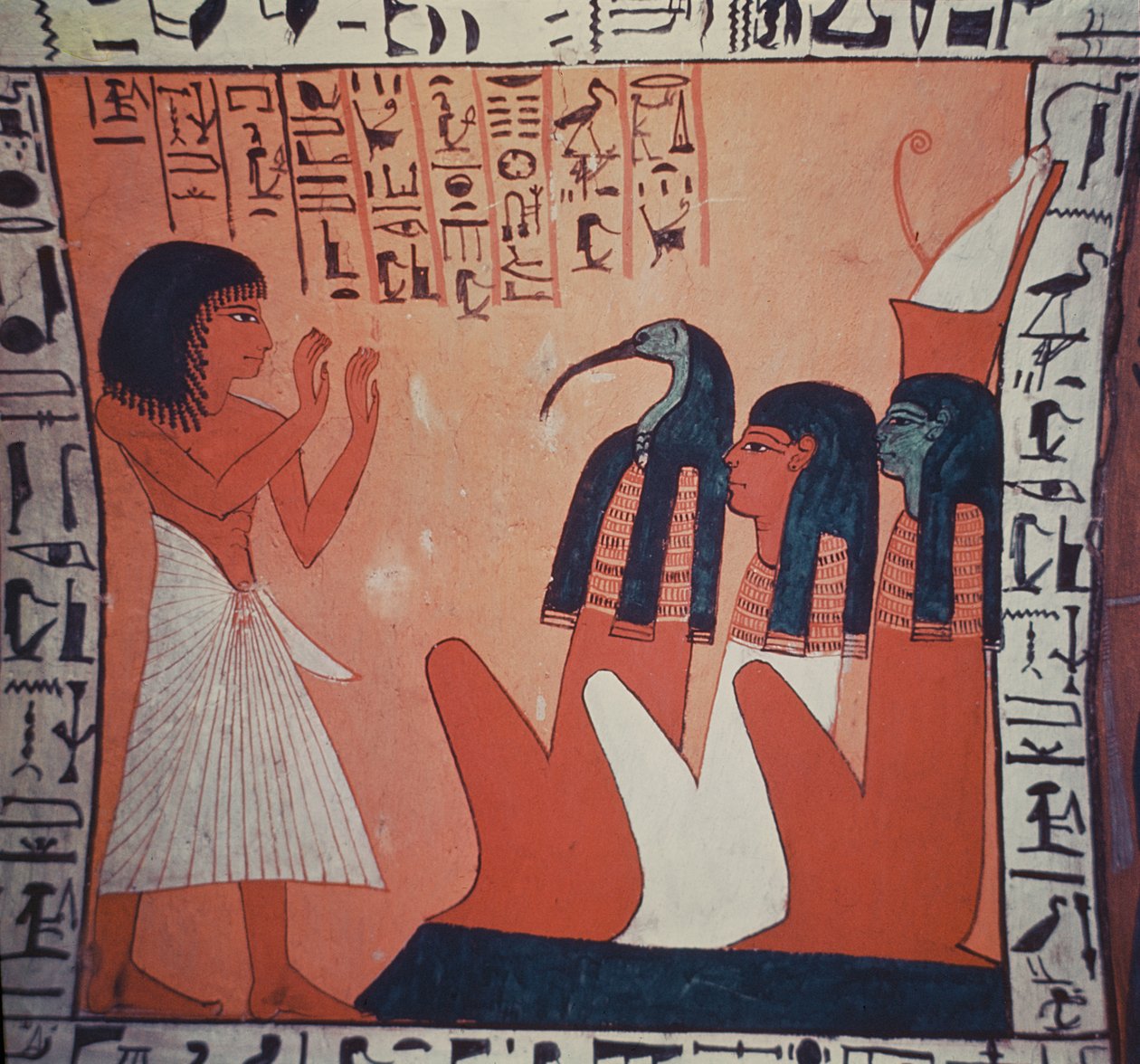 Gravmaleri, der viser de afdøde før Osiris, Isis og Thoth af Egyptian 2nd Dynasty