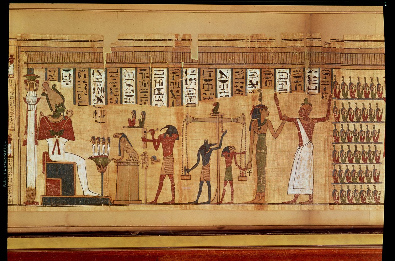 The Judgment of Osiris, detalje fra en bog om de døde, sen periode (papyrus) af Egyptian 30th Dynasty