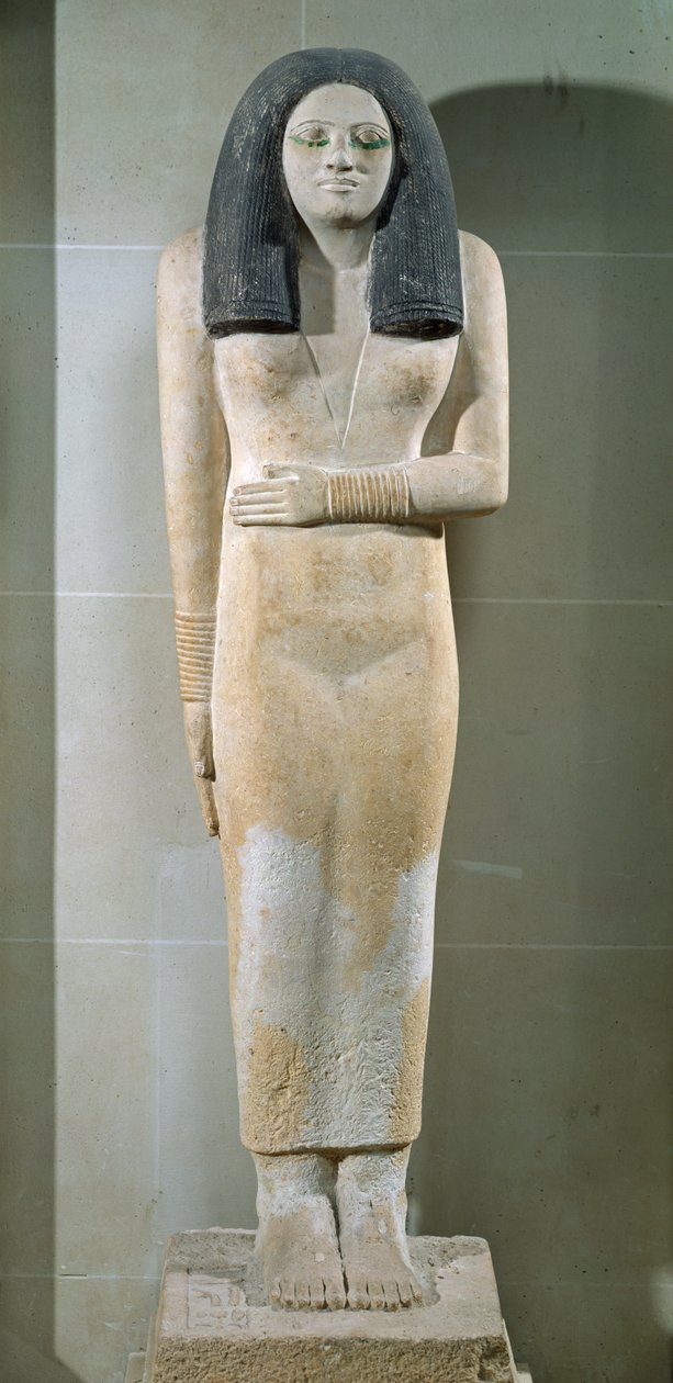 Statue af Nesa, Old Kingdom (malet kalksten) af Egyptian 3rd Dynasty