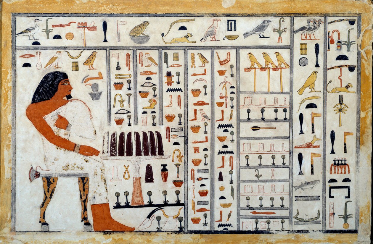 Egyptisk antikvitet: kalkstensstele af Prins Oupemnefret. Han er administrator for de kongelige skrivere. 4. Berkeley-dynasti, Phoebe Hearst Museum af Egyptian 4th Dynasty