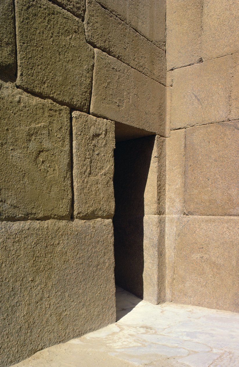 Granitmur fra daltemplet i Khafre, Old Kingdom af Egyptian 4th Dynasty