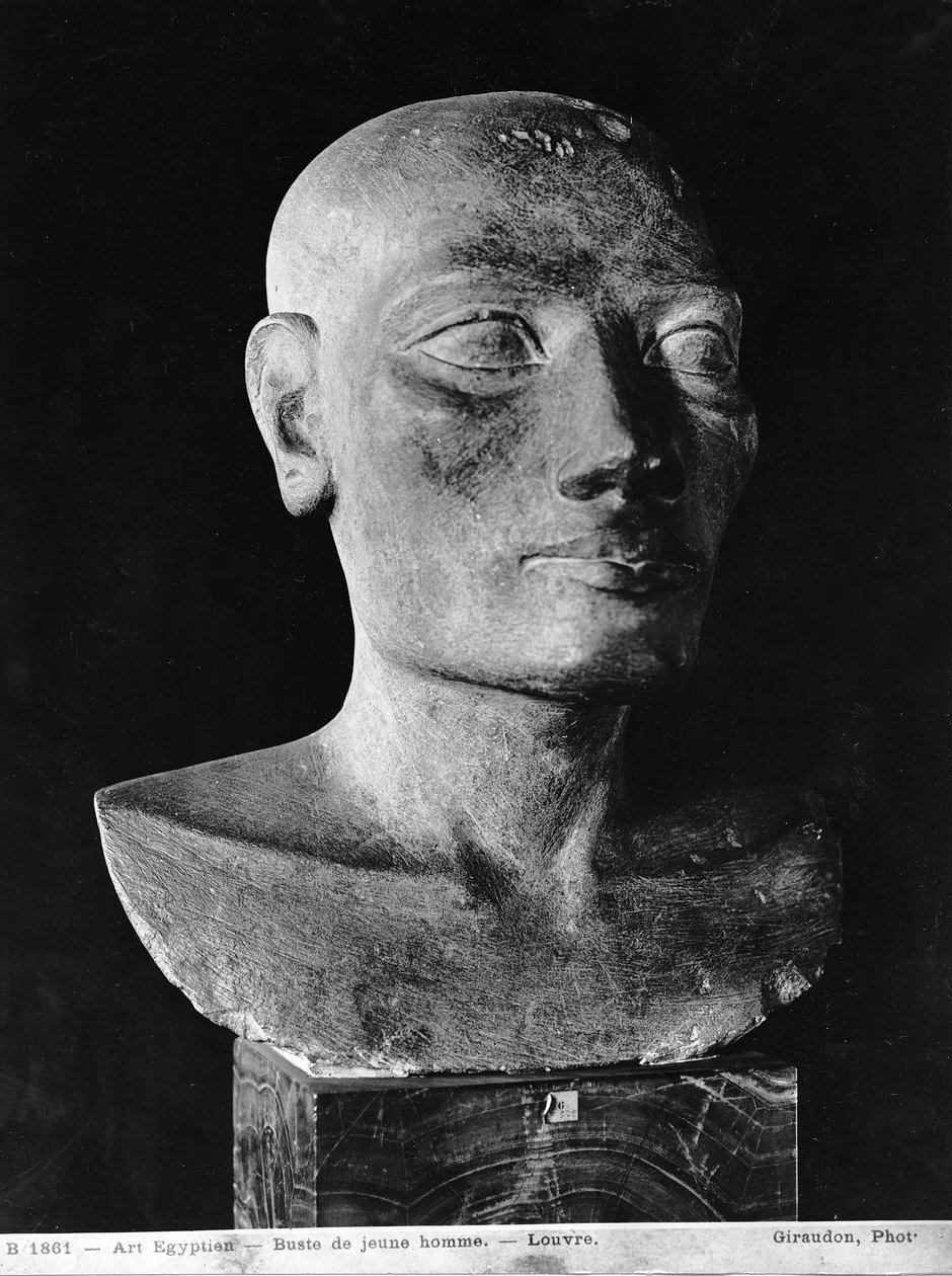 Hoved af en mand, Salt Head (malet kalksten) af Egyptian 4th Dynasty