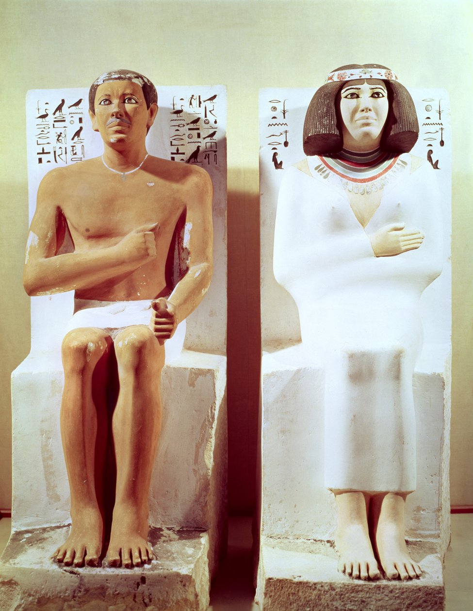 Rahotep og hans kone, Nofret, ca. 2620 f.Kr. (malet kalksten) af Egyptian 4th Dynasty