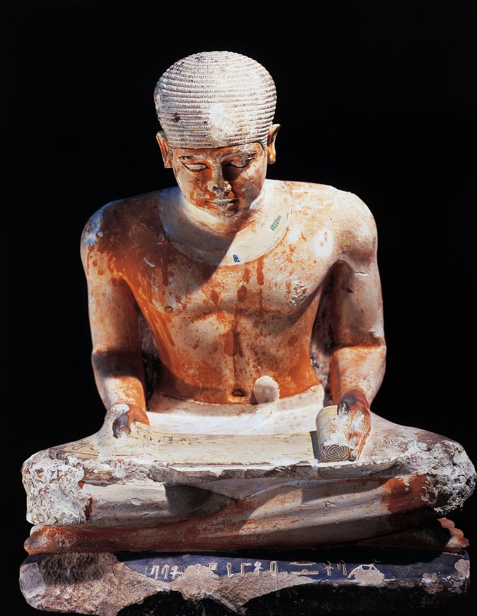 Siddende skribent, fra Giza Egypten 2575 f.Kr., dynasti IV (malet kalksten) af Egyptian 4th Dynasty
