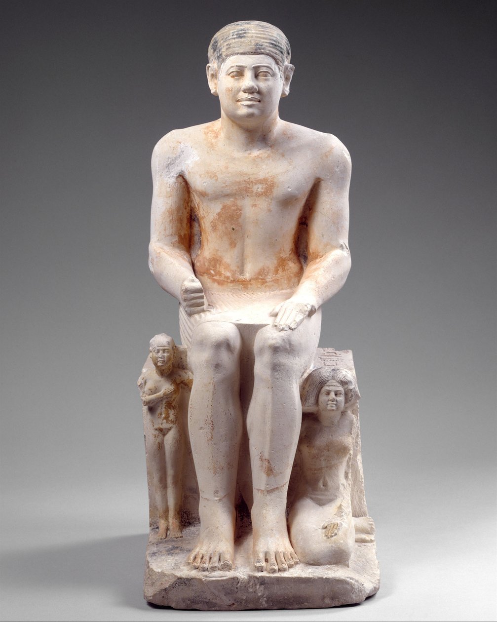 Nikare med sin kone og datter, ca. 2420-2389 f.Kr. (malet kalksten) af Egyptian 5th Dynasty