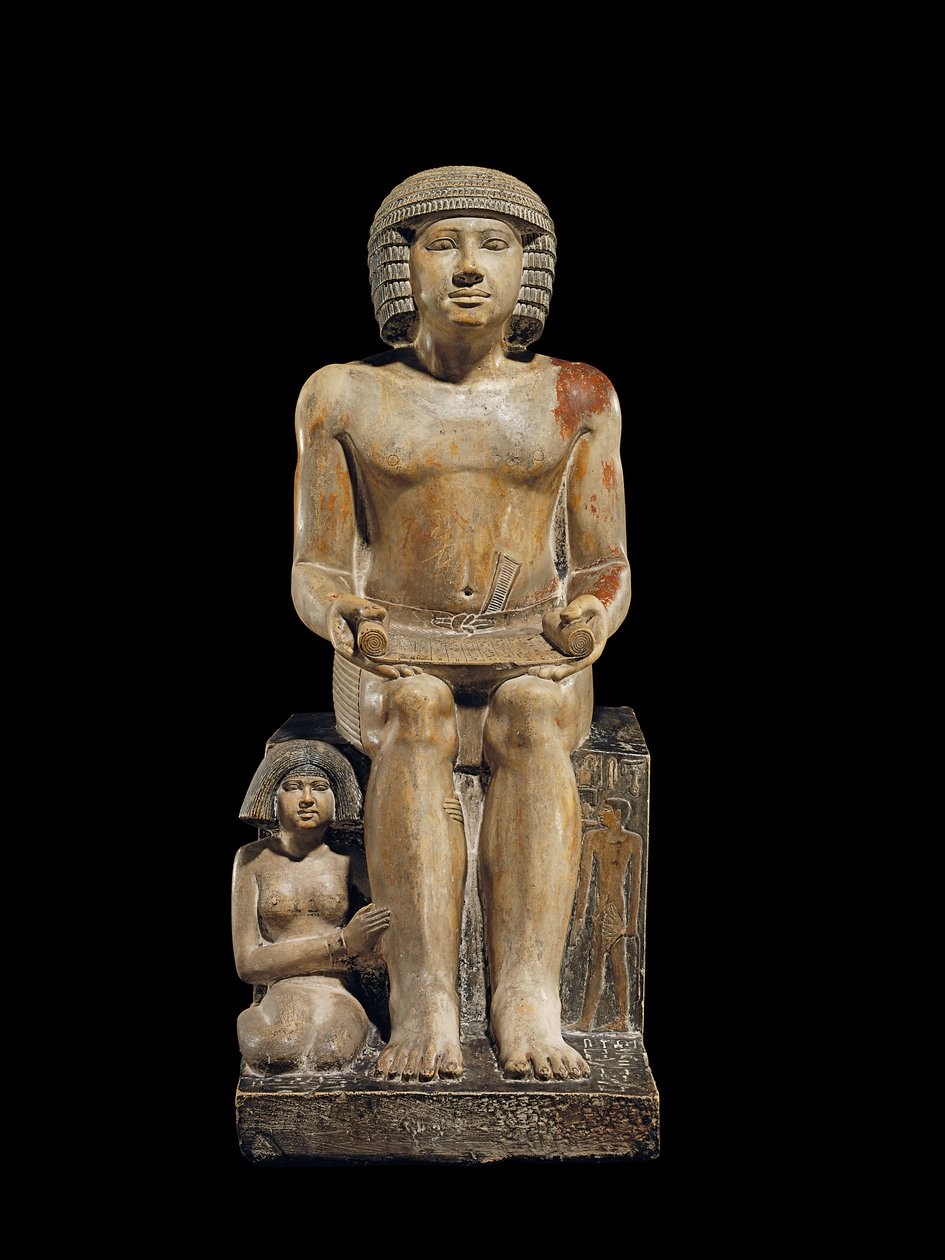 Statue for inspektøren af de skriftlærde Sekhemka, ca. 2400-2300 f.Kr. (malet kalksten) af Egyptian 5th Dynasty