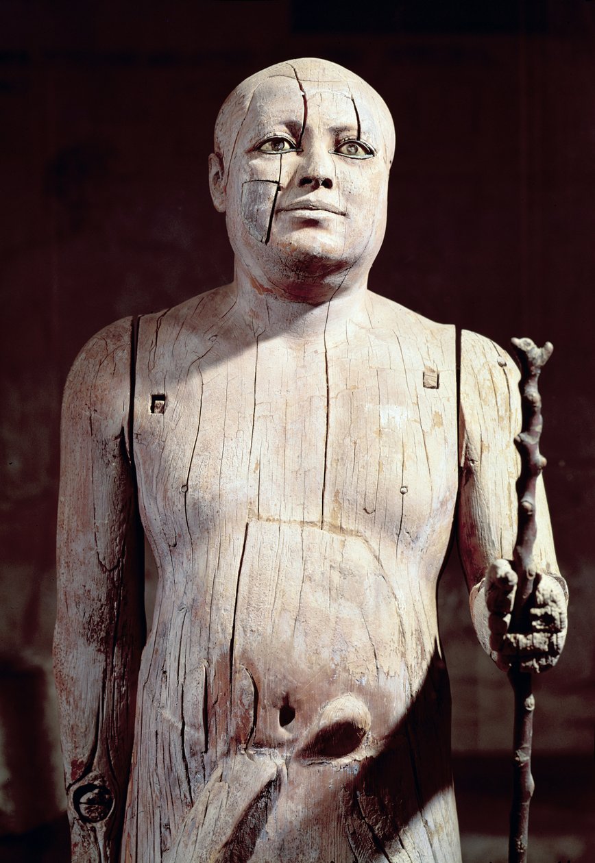 Statue af Ka-Aper, kendt som Sheikh el-Beled, fra hans mastaba-grav i North Saqqara, Old Kingdom (sycamore) af Egyptian 5th Dynasty