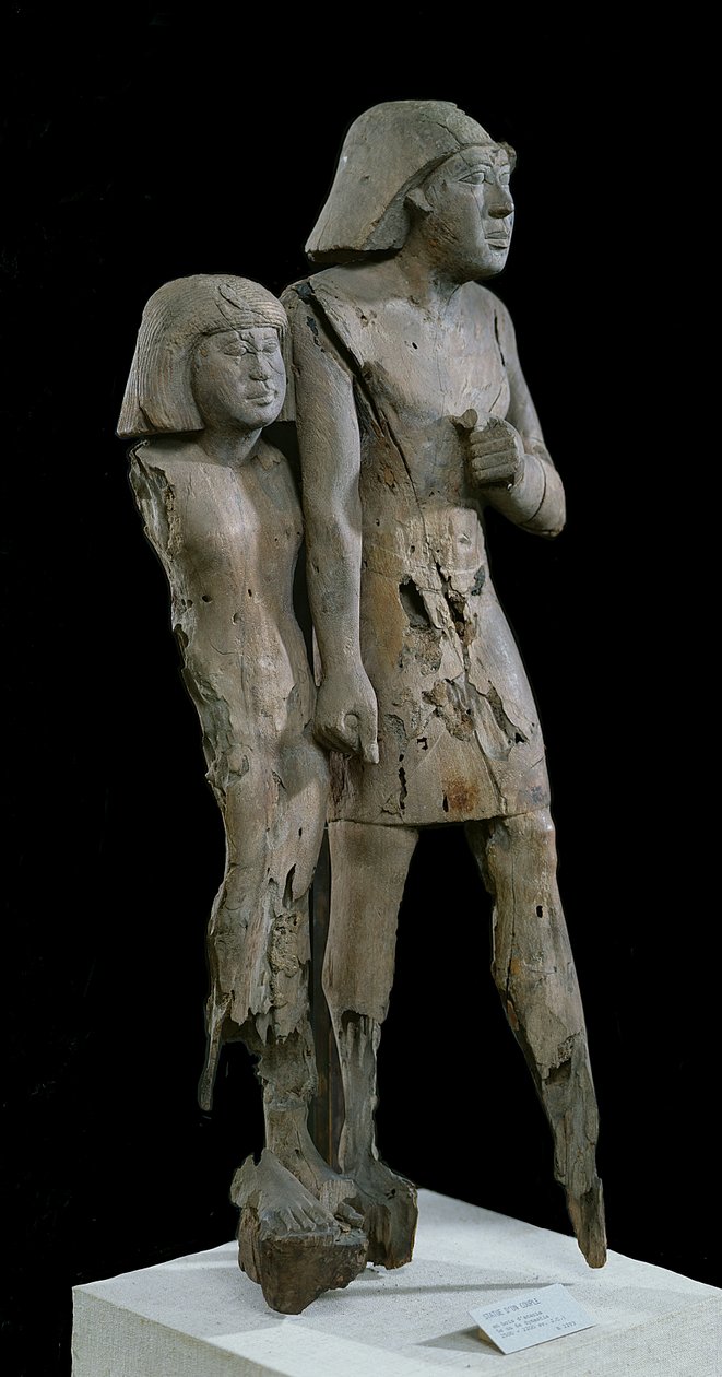 Anonymt par kendt som Memphis Couple, Old Kingdom (akacietræ) (se også 105656) af Egyptian 6th Dynasty