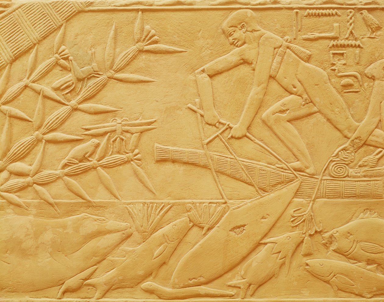 Fiskescene, fra Mastaba i Kagemni, Old Kingdom (kalksten) af Egyptian 6th Dynasty