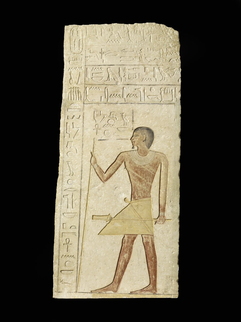 Relief forestillende Ankh-neb-ef, 2345-2181 f.Kr. (kalksten og pigment) af Egyptian 6th Dynasty