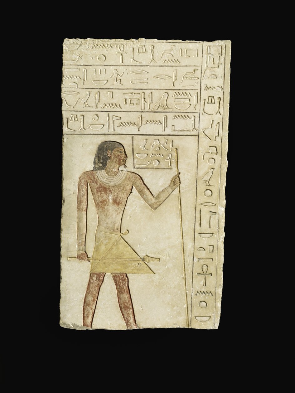 Relief forestillende Ankh-neb-ef, 2345-2181 f.Kr. (kalksten og pigment) af Egyptian 6th Dynasty