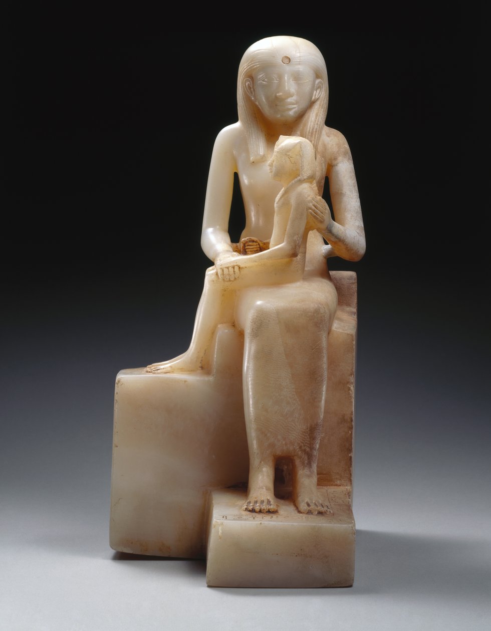 Pepy II og hans mor dronning Meryreankhnes, muligvis fra Saqqara, Old Kingdom (calcit) af Egyptian 6th Dynasty Egyptian 6th Dynasty