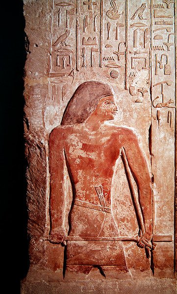 Portræt af Mereruka, der holder en kherp i sin højre hånd, fra Mastaba of Mereruka (kalksten) af Egyptian 6th Dynasty Egyptian 6th Dynasty