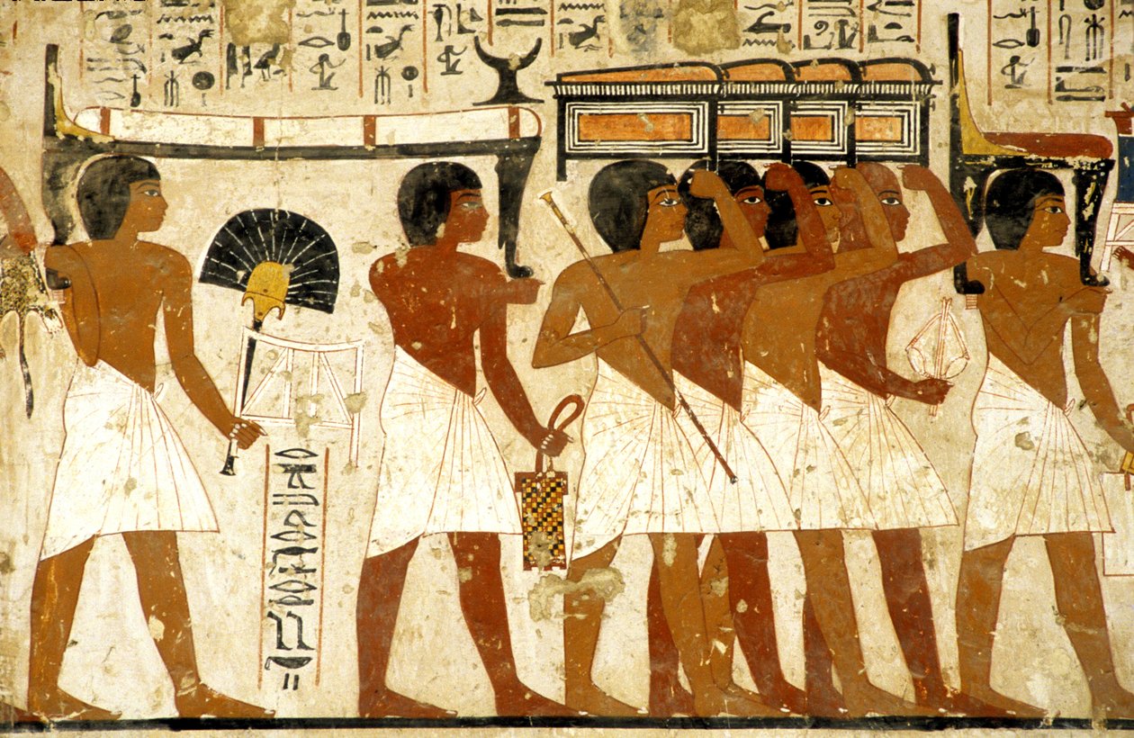 Det gamle Egypten, Maleri, Begravelsesoptog, Ramoses grav, Mænd bærer skat, Theben, De Adles Dal af Egyptian Egyptian