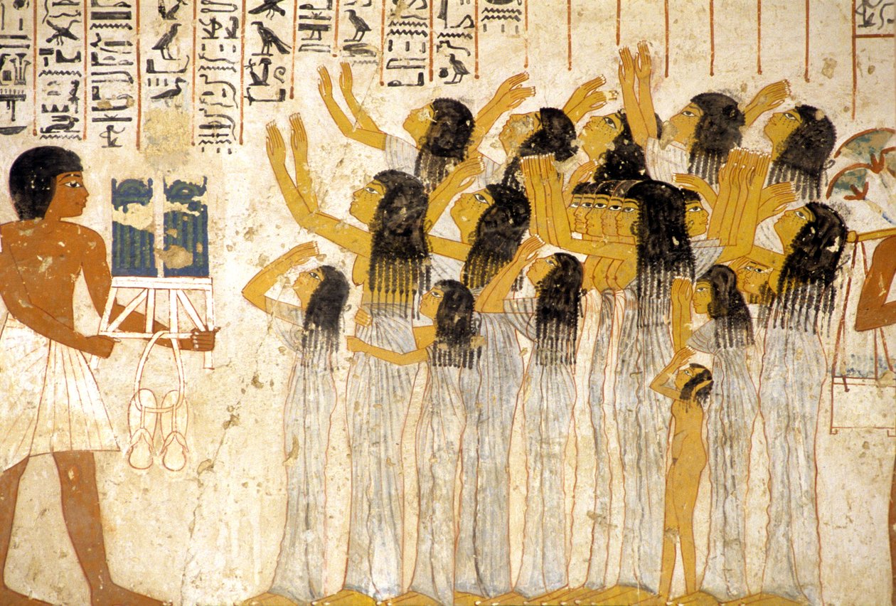 Det gamle Egypten, Maleri/fresco, Grædende kvinder i begravelsesoptoget, Ramoses grav, Theben, De Ædles Dal af Egyptian Egyptian