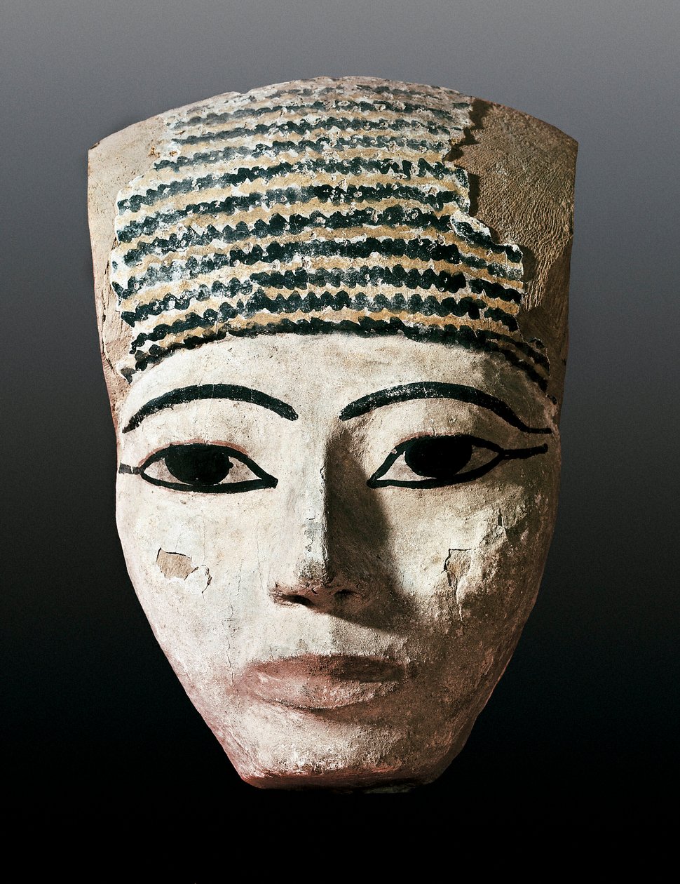 Det gamle Egypten: Portræt af en egyptisk sarkofag. 17.-12. århundrede af JC. Polykrom træudskæring. Monistrol of Montserrat, Montserrat Museum. af Egyptian Egyptian