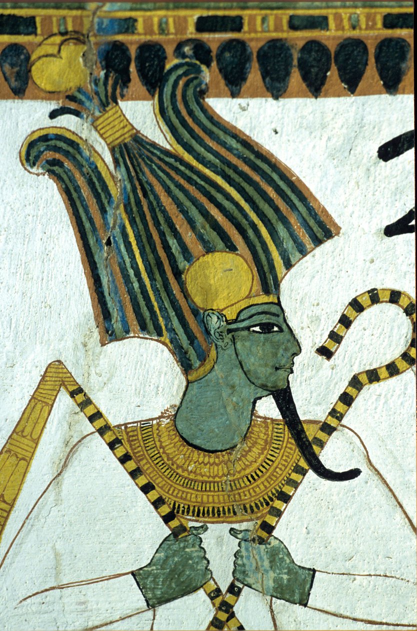 Det gamle Egypten, Vægmaleri, , Osiris, underverdenens herre, Sennedjems grav, Theben, Deir el Medina af Egyptian Egyptian