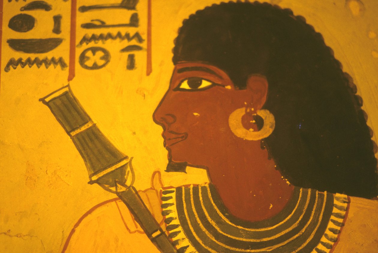 Det gamle Egypten, Vægmaleri/fresco, Sennufers grav, Theben/Luxor, Sennufer holder scepter, borgmester i Theben, opsynsmand under Amenophis II af Egyptian Egyptian