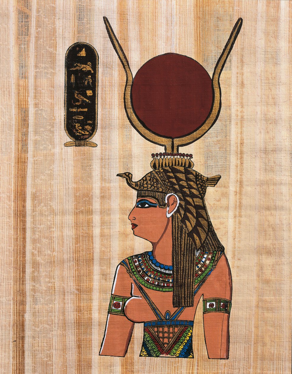 Cleopatra VII, rekonstruktion af et relief fra templet Kom Ombo (papyrus) af Egyptian Egyptian