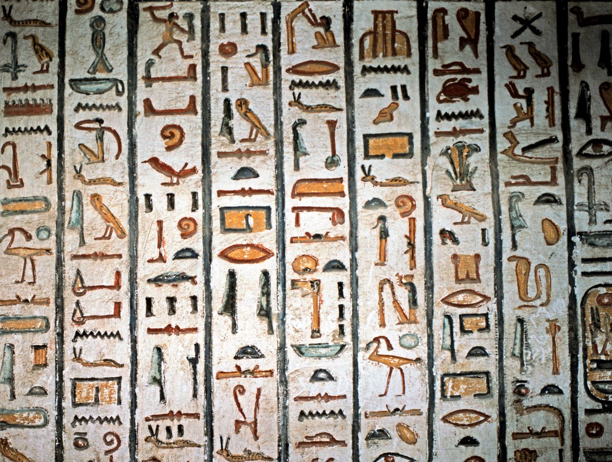 EGYPTISK KUNST: Hieroglyf. Fra Sethi I