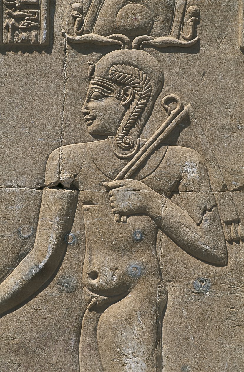 Egypten, Libyens ørken, Al-Dakhilah (Dakhla) oase, Dayr al-Haggar, relief i egyptisk tempel af Egyptian Egyptian