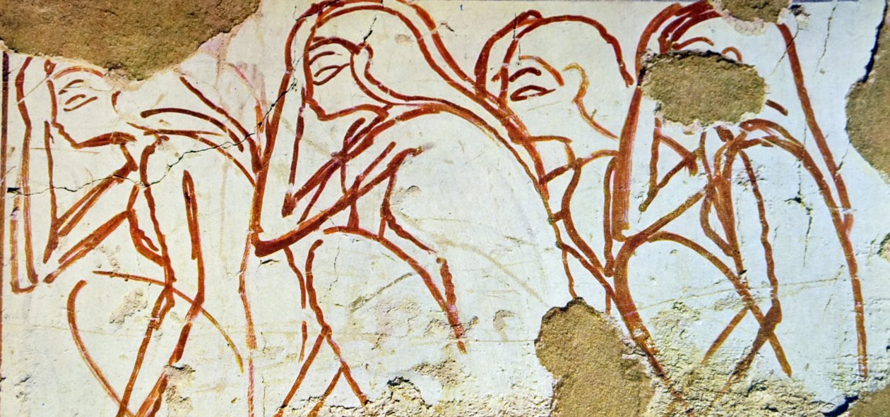 Vægmaleri af egyptisk grav af Egyptian Egyptian