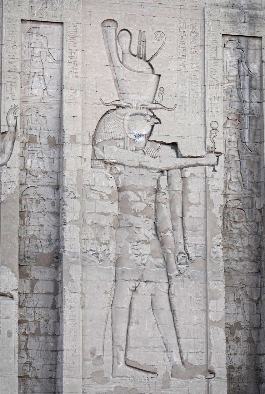 Horus, Pschents hovedbeklædning, Horus-templet, Edfu af Egyptian Egyptian