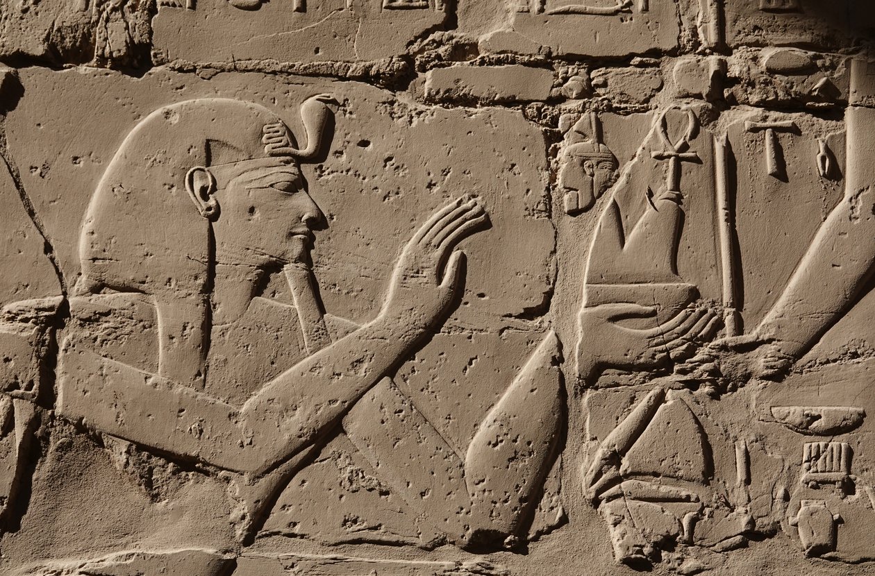 Farao med kobraens hovedbeklædning, Karnac (relief) af Egyptian Egyptian