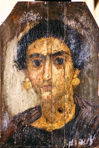 Portræt af en kvinde, ca. 100-300 (enkaustisk på panel) af Egyptian Egyptian