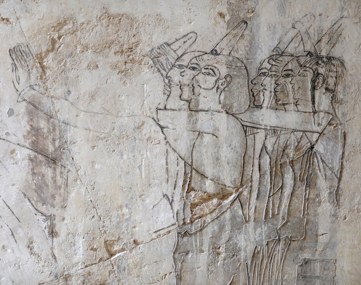 Skitsetegning af en gruppe mænd, Ramoses grav af Egyptian Egyptian