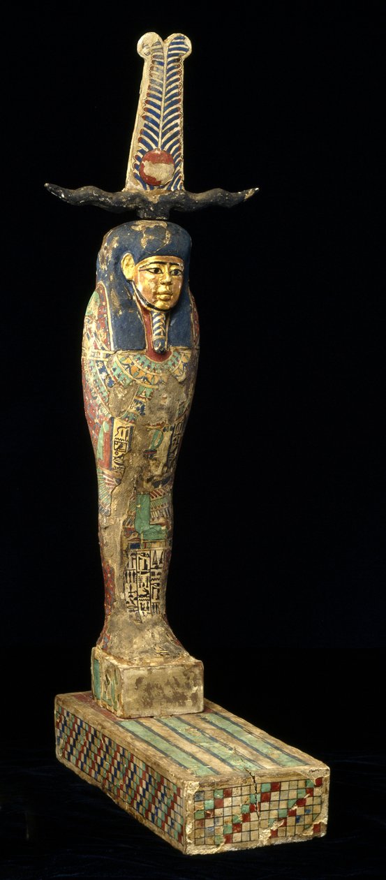 Ledsagerstatue, 332-30 f.Kr. (træ, polykrom og guld) af Egyptian Ptolemaic Period