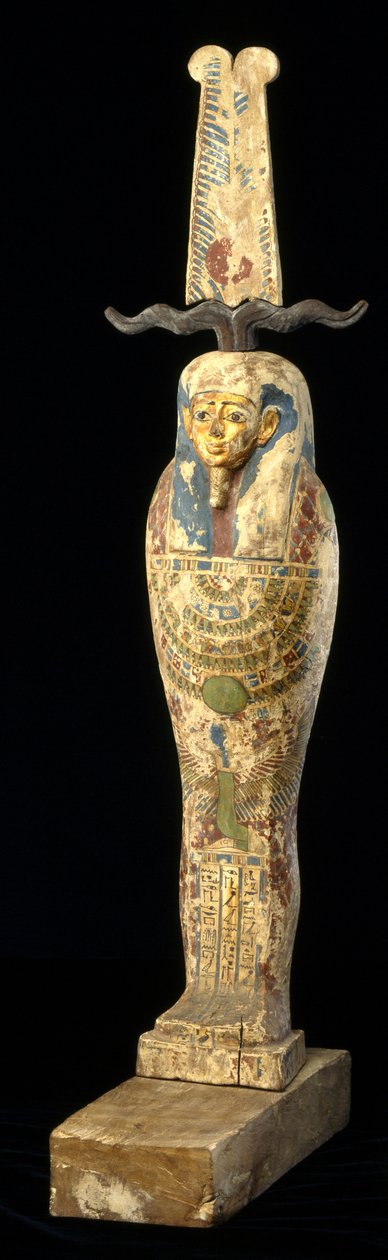 Ledsagerstatue, 332-30 f.Kr. (træ, polykrom og guld) af Egyptian Ptolemaic Period