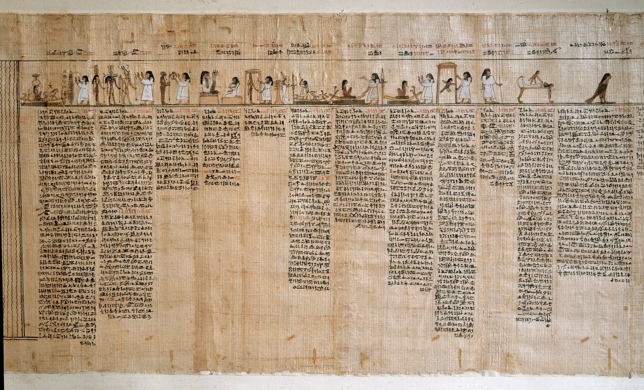 Egyptisk antikvitet: Papyrus af en dødebog. Ptolemæisk periode. Torino, egyptisk museum - det gamle Egypten: papyrus fra de dødes bog. Ptolemæisk periode. Egyptisk Museum, Torino, Italien af Egyptian Ptolemaic Period