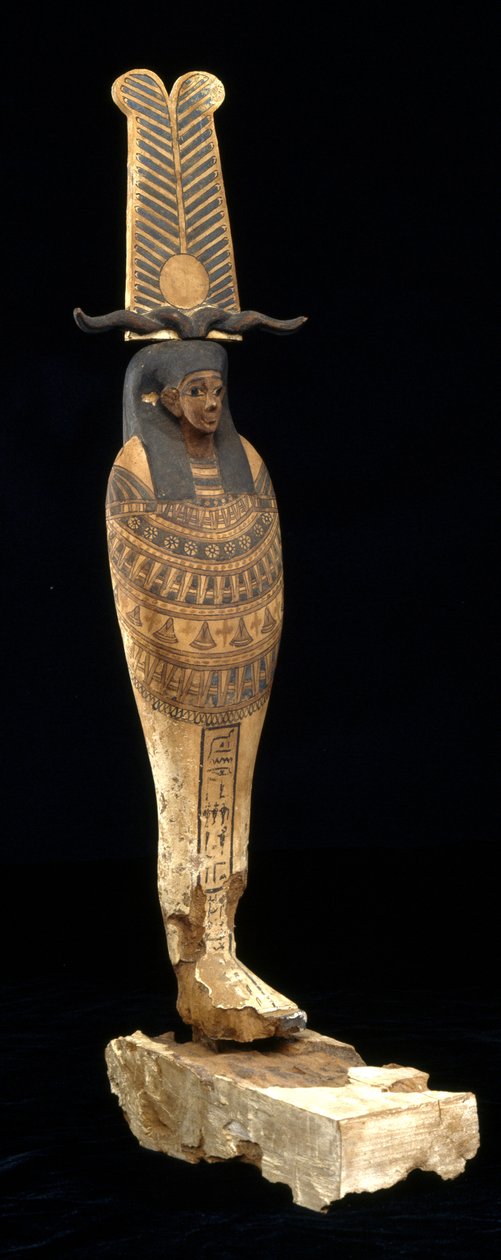 Figur af Ptah-Sokar-Osiris, 332-30 f.Kr. (træ, polykrom og guld) af Egyptian Ptolemaic Period