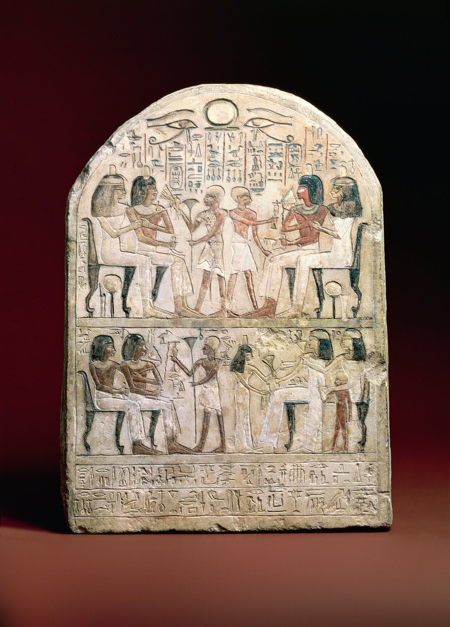 Begravelsesstela, 156 f.Kr. (malet kalksten) af Egyptian Ptolemaic Period