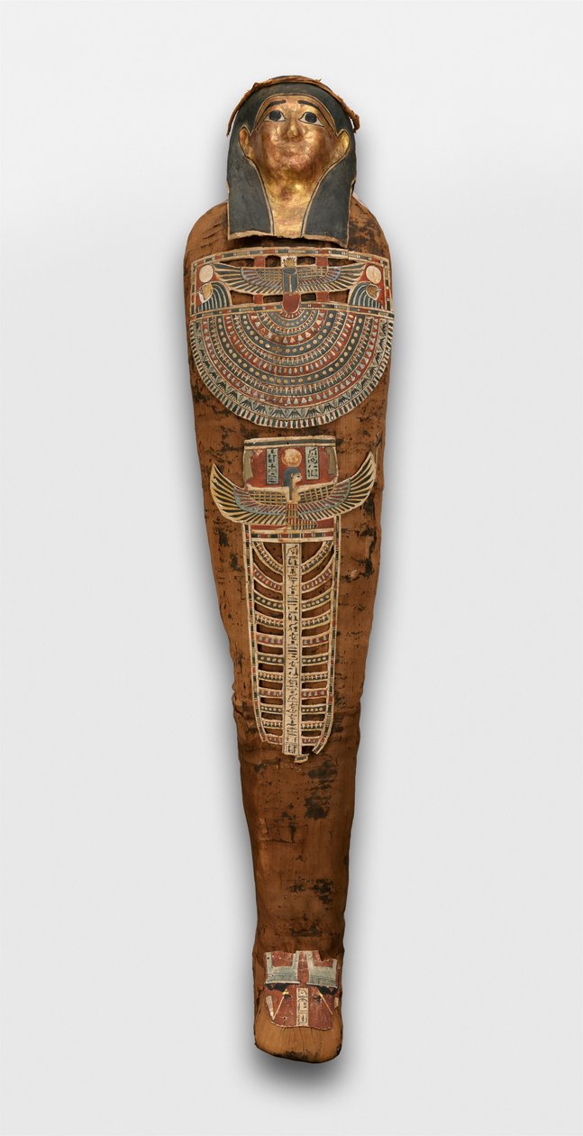 Mumie af Nesmin med plantekrans, mumiemaske og andre kartonnageelementer, 200-30 f.Kr. af Egyptian Ptolemaic Period