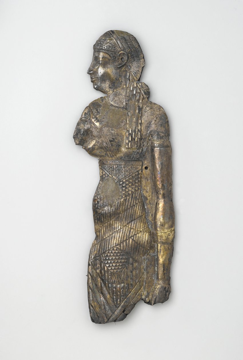 Panel, der forestiller en kvindeskikkelse, muligvis 1. århundrede f.Kr. (forgyldt repousesølv) af Egyptian Ptolemaic Period