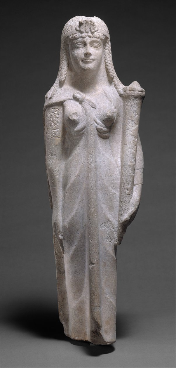 Statue af en ptolemæisk dronning, måske Cleopatra VII, 200-30 f.Kr. (dolomitisk kalksten) af Egyptian Ptolemaic Period