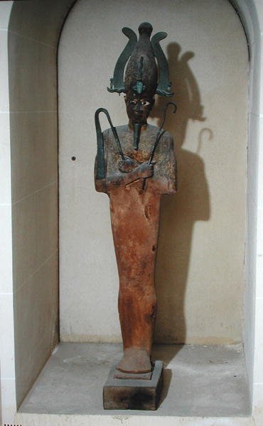 Statue af Osiris-kulten (malet træ og bronze) af Egyptian Ptolemaic Period